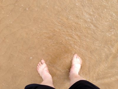 Soothed feet on Lossiemouth Beach
